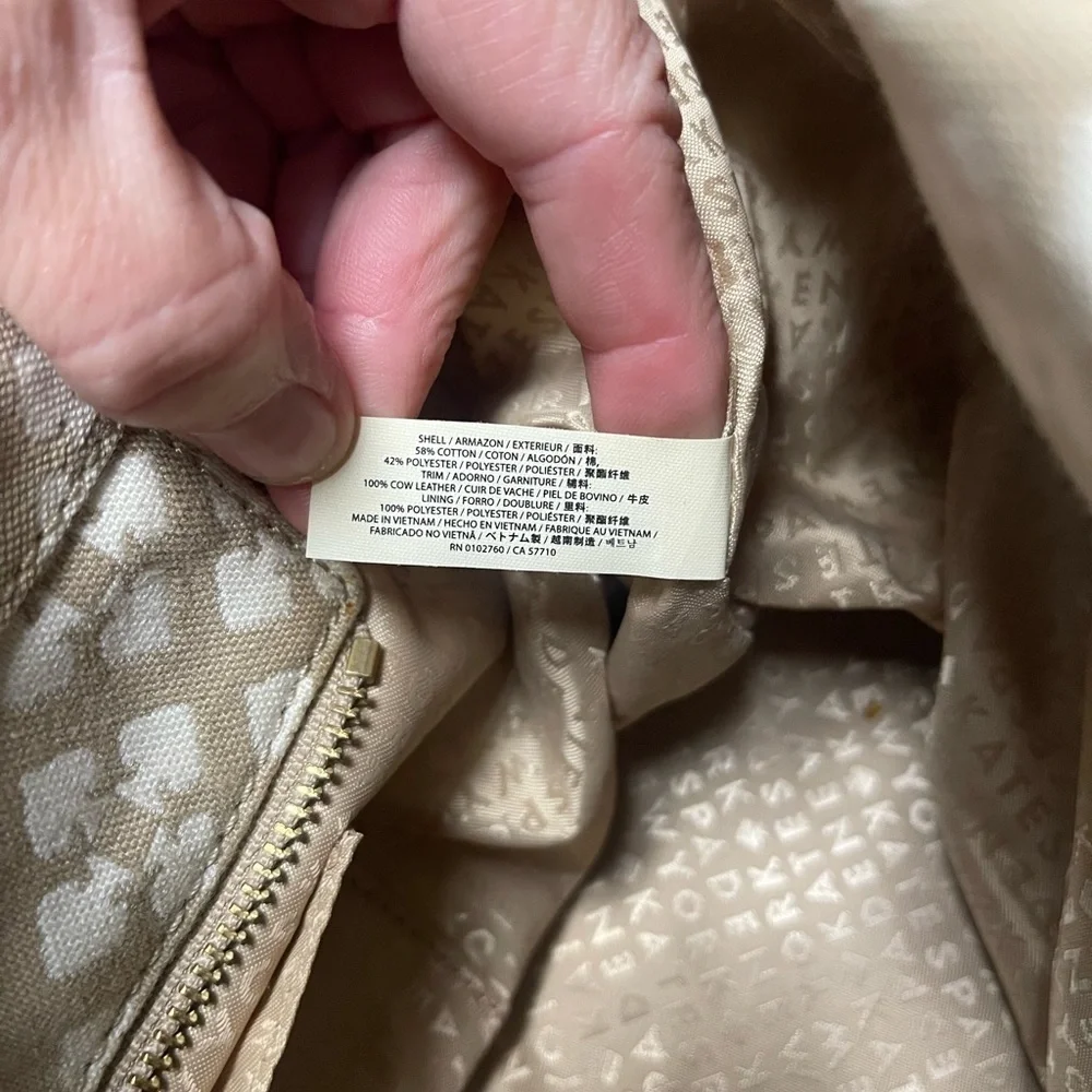 EUC Kate Spade New York Beige/Brown Canvas and Leather Stevie Bag